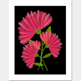 Pink Watercolor Calendula Flowers Posters and Art